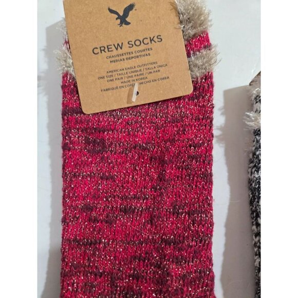3 Pair Women's American Eagle Socks Crew Dress w/ Metallic One Size NEW NWT - Picture 2 of 4